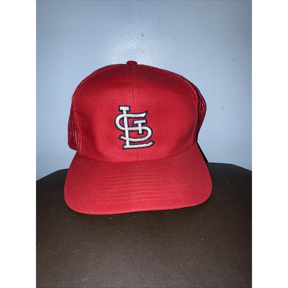 VTG St. Louis Cardinals Twins Enterprise Trucker Hat Snapback Red Mesh 80s USA
